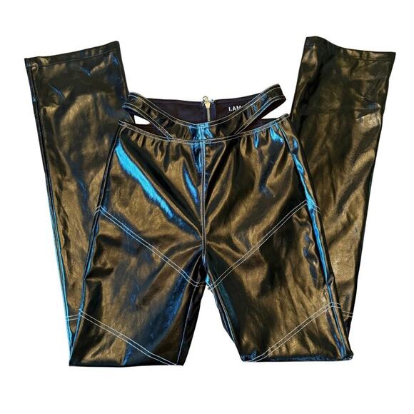 I.AM.GIA Paris Pants Black Vinyl Cutout Trousers Size M 796W - Picture 5 of 14